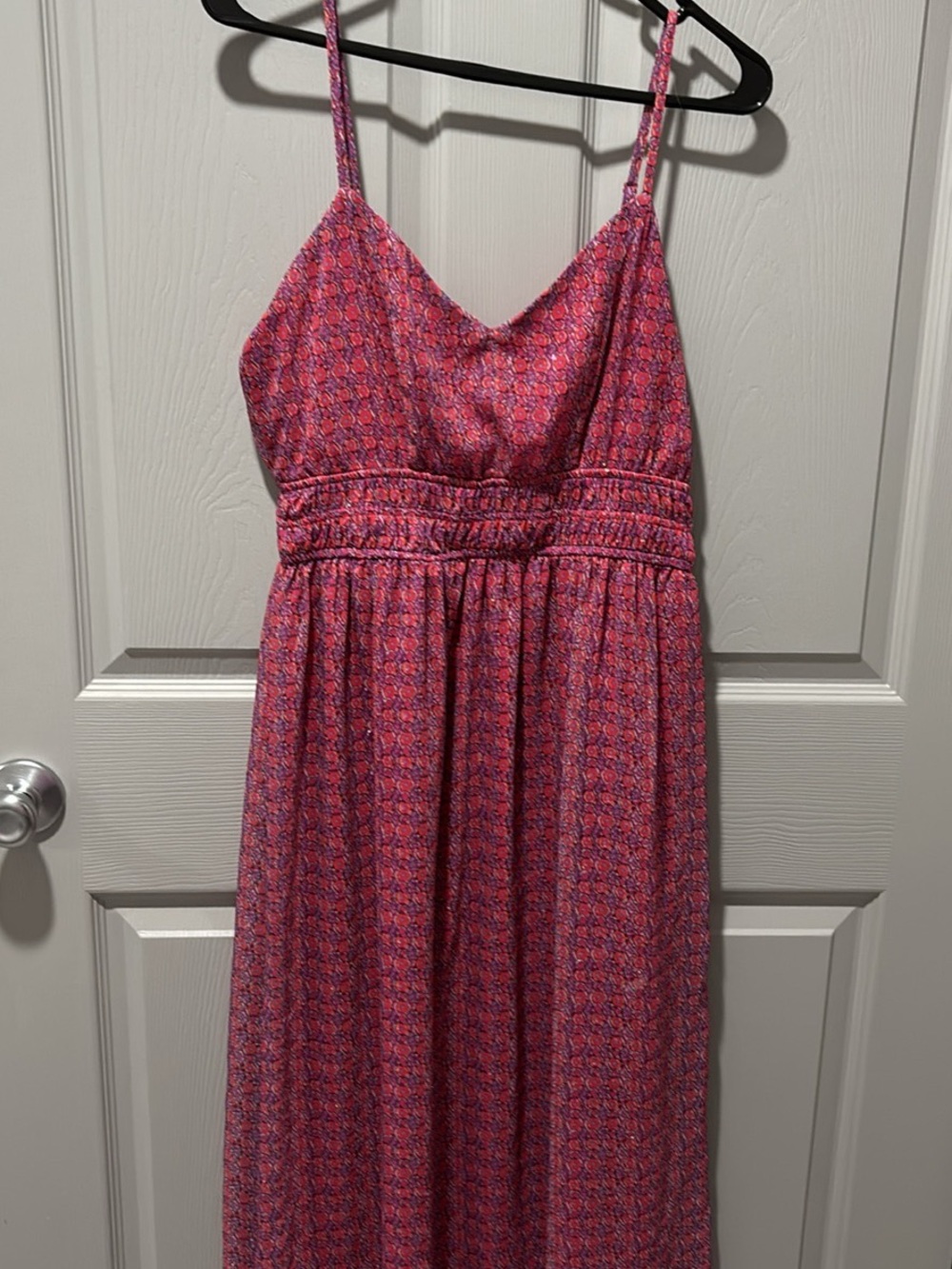 Pink Printed Spaghetti-Strap Maxi Dress